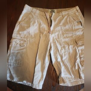 Tan Cargo Shorts with Relaxed Fit and Belt Loops